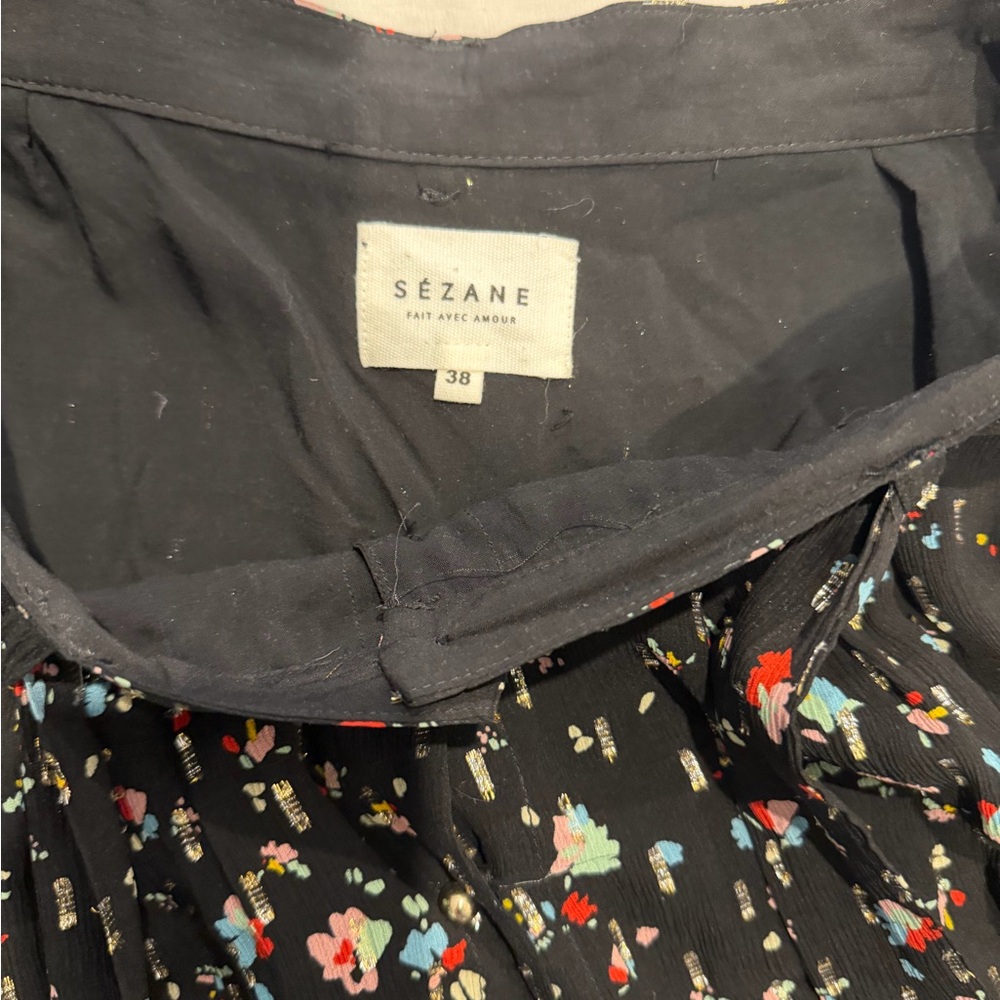 Sezane black midi skirt w tie waist - Picture 3 of 7